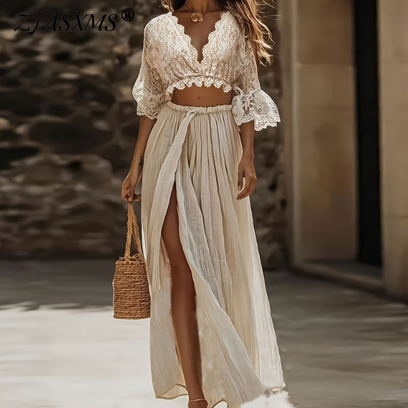 Woman Formal Wear - Conjunto Feminino Boêmio de Renda Duas