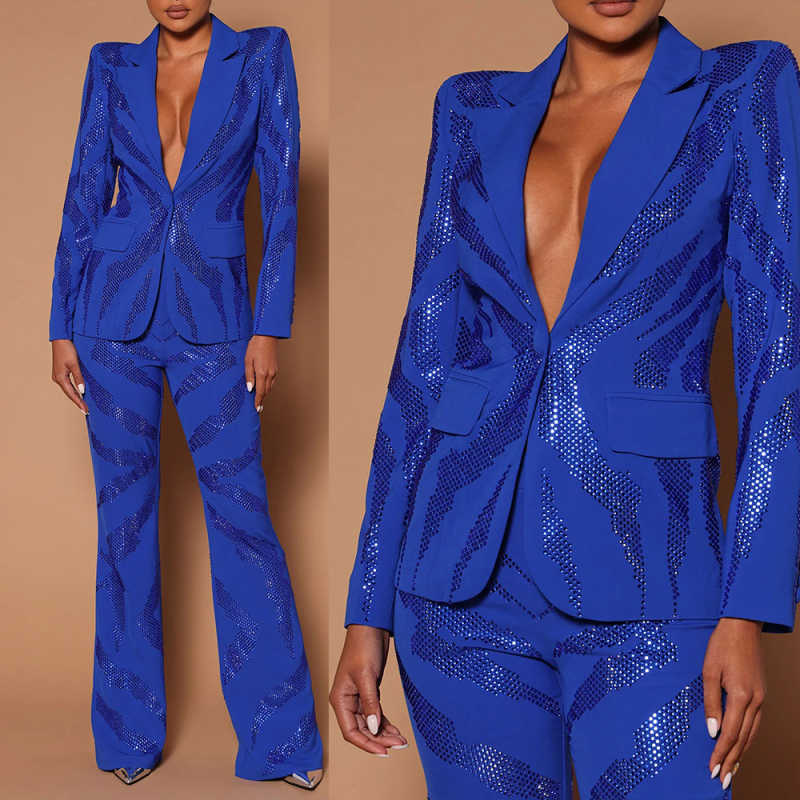 Women'S Formal Wear Plus Size - Personalizado lantejoulas mulheres calças finas ternos