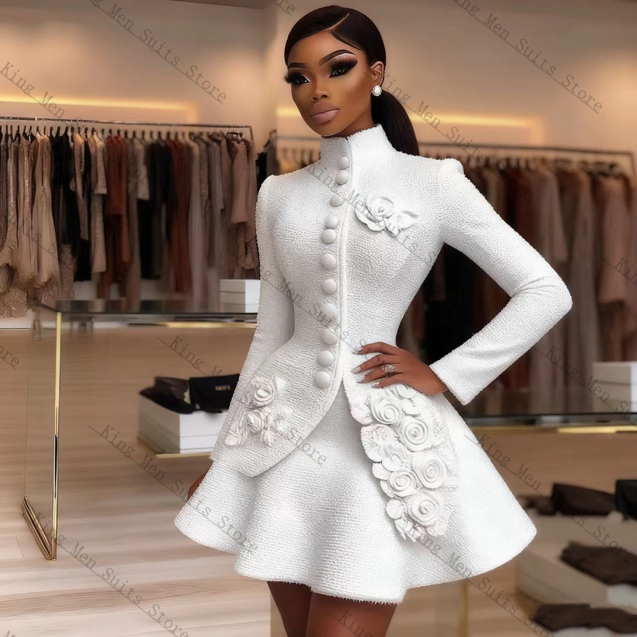 Women'S Formal Wear For Wedding Guest - Luxo branco feminino terno conjunto 2