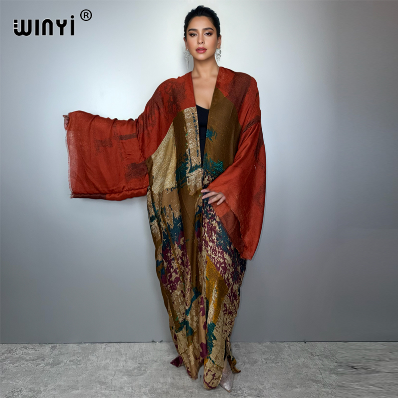 Young Women'S Formal Wear - Winyi quimono estampa a óleo cardigan