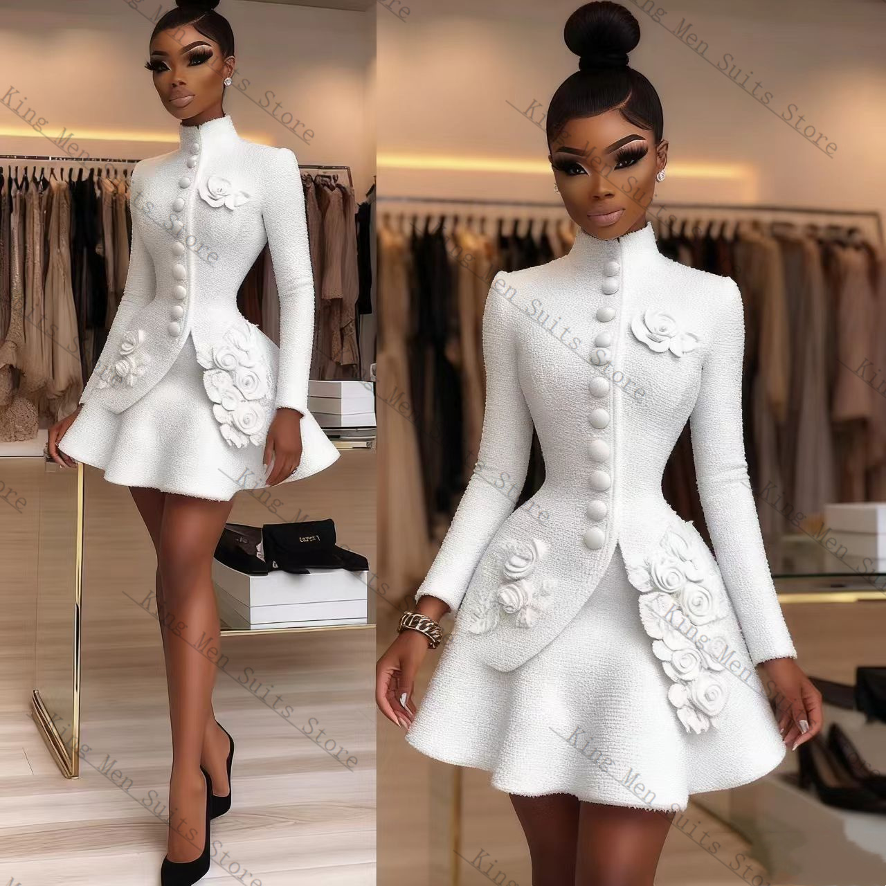 Luxo branco feminino terno con - Women'S Formal Wear For Wedding Guest avaliação e preço