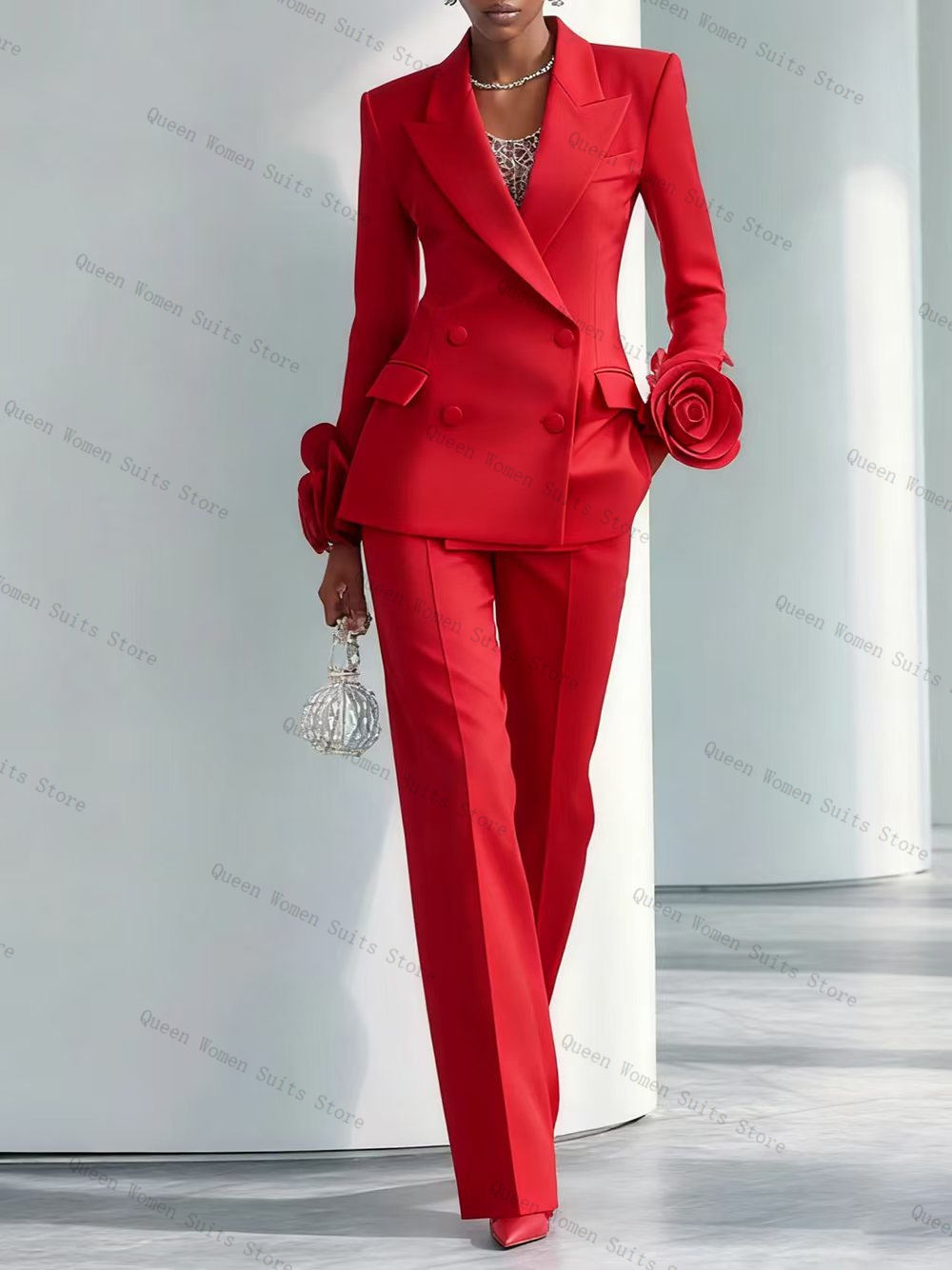 Luxo vermelho feminino terno c - Women'S Formal Wear For Wedding Guest avaliação e preço